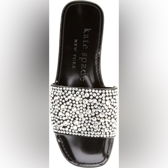 Kate Spade Silver and Black Sandals with Rhinestone Embellishments - Picture 7 of 8